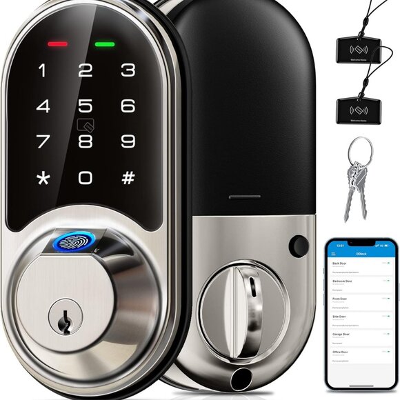 SMART LOCK - New // Door Keypad w Fingerprint Scanner Deadbolt App Control Home - Picture 6 of 6